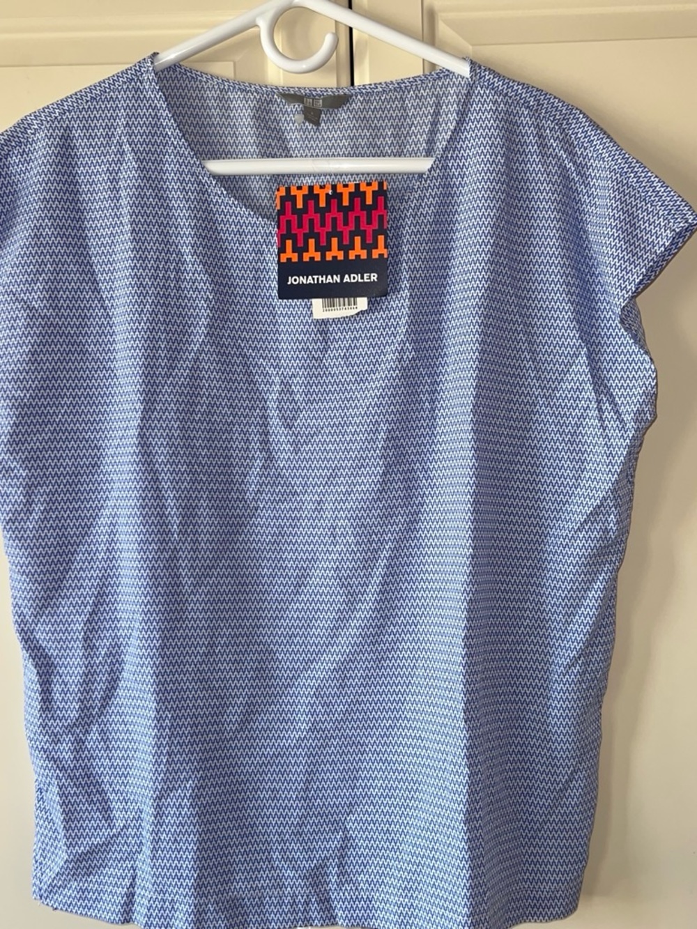 Jonathan Adler Men’s Blue Micro-Pattern Short Sleeve Shirt